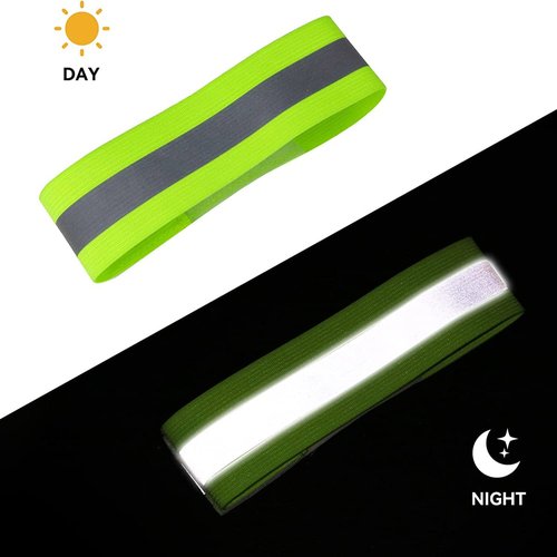 Wiosny 8 Pieces Bands High Visibility Reflector Bands Safety Reflector Tape Straps Running Gear for Cycling Walking Arm Wrist Ankle Leg (Green,2 Styles③)