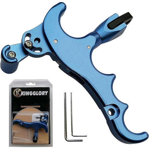 Sososhoot Archery 4 Finger Bow Release Aids Bow Release Thumb Trigger Grip Caliper Aids for Compound Bow (Blue)