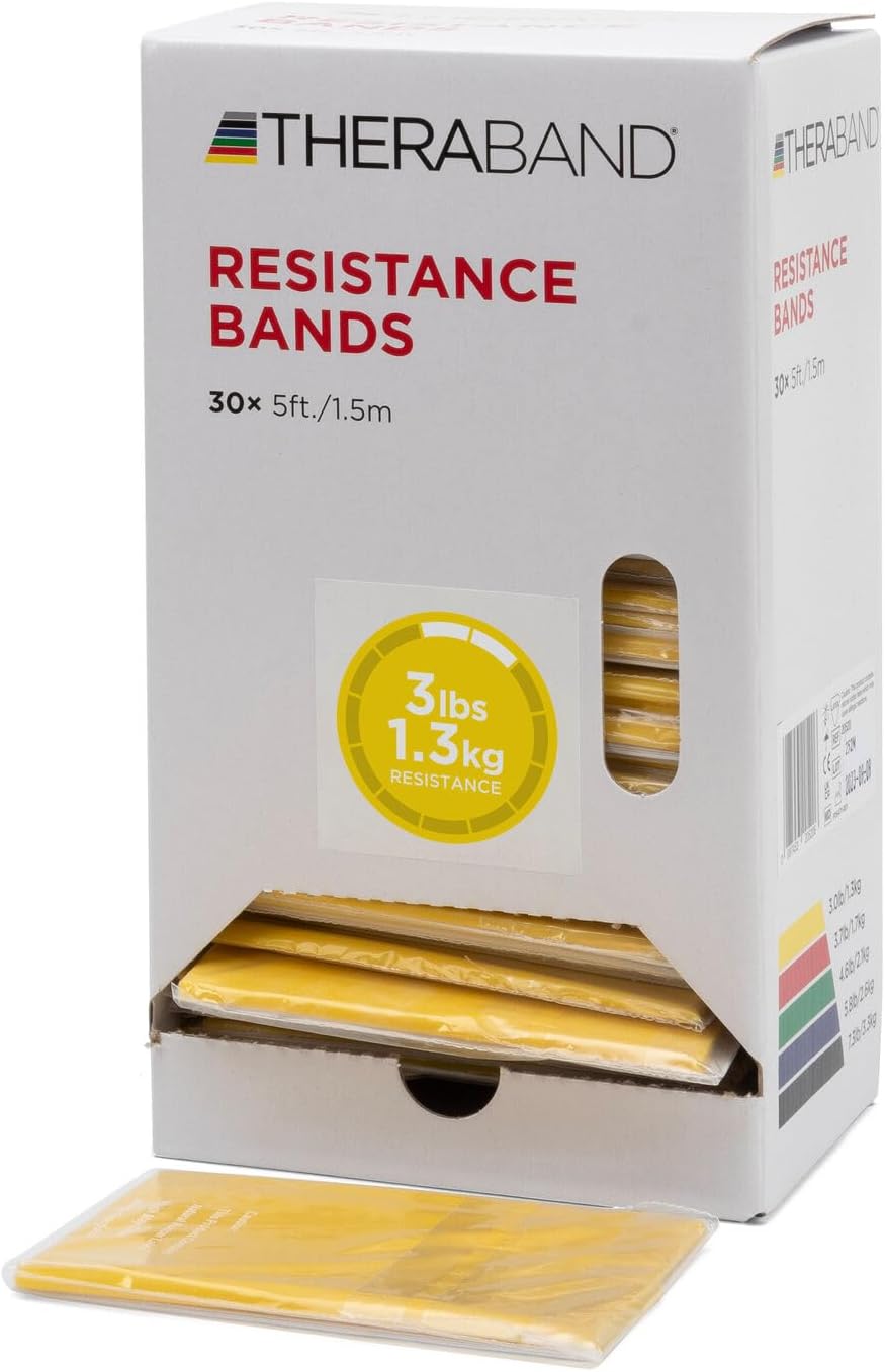 THERABAND Professional Resistance Bands - 5ft Latex Elastic for Home Workouts, Rehab & Pilates (15/30 Count)