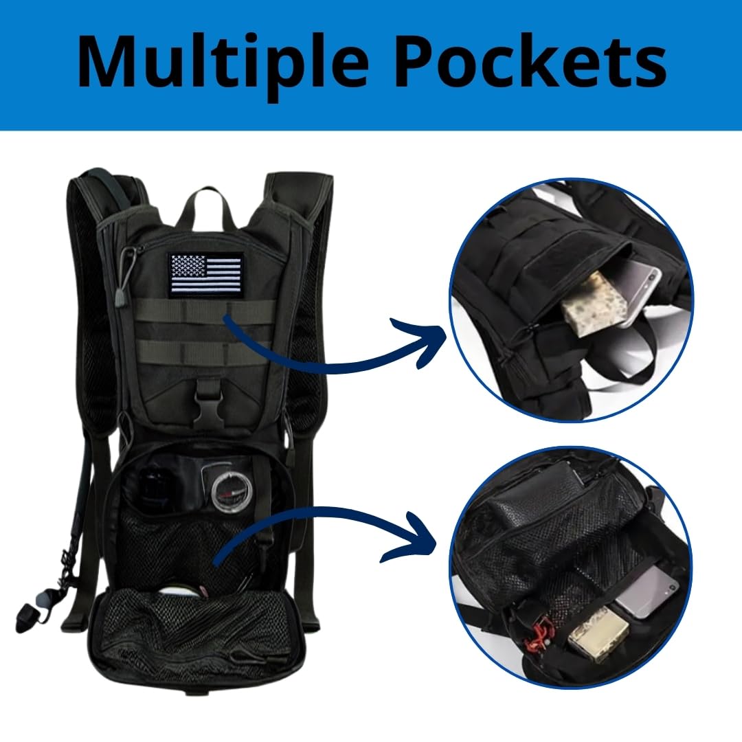 GETORIUM Tactical Hydration Backpack with 3L TPU Water Military Backpack Men Women for Extended Outdoor Adventures Hiking, Cycling, Running Climbing, Hunting, Biking (ACU Grey, 3L)