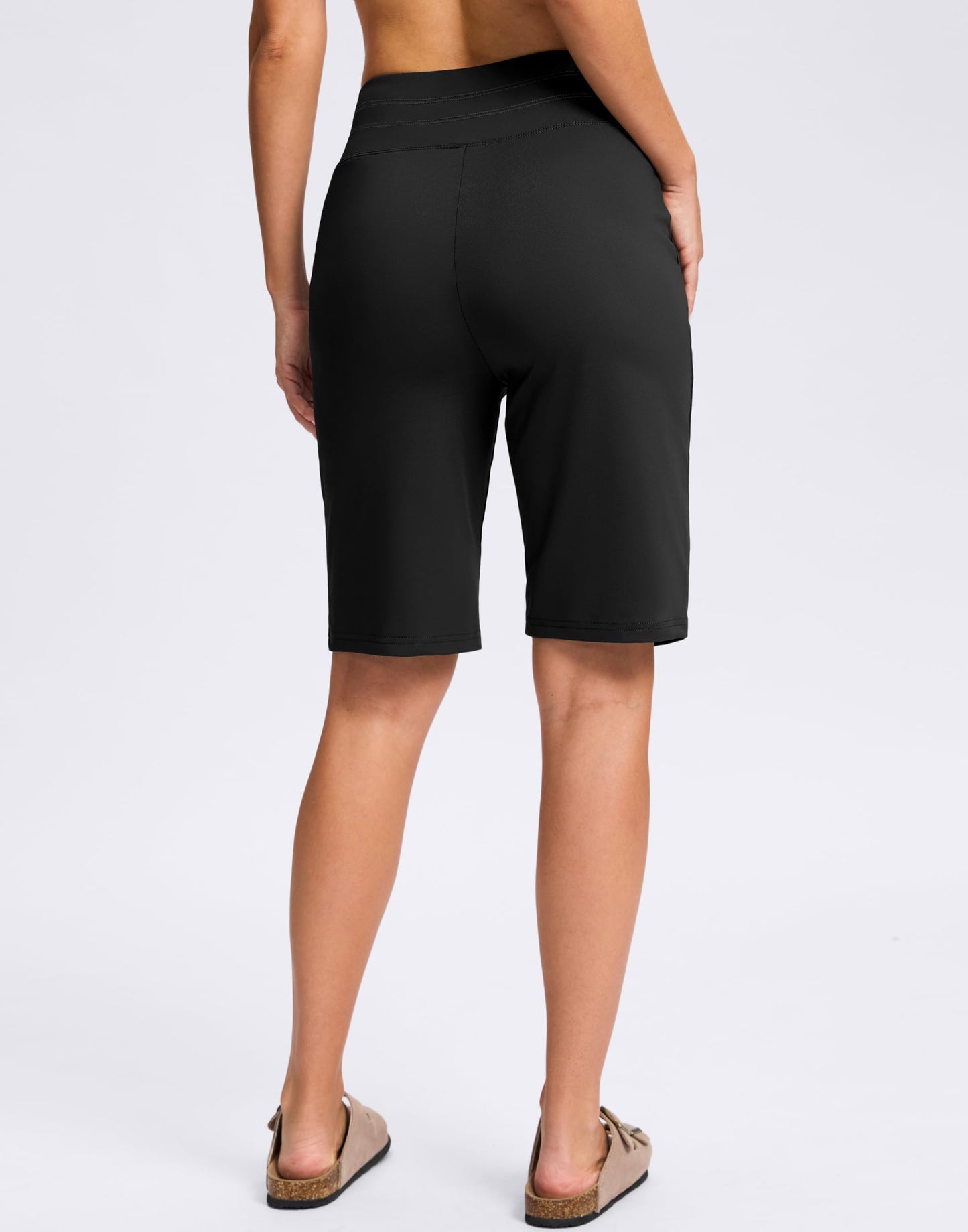 G Gradual Bermuda Shorts for Women with Pockets 10" Knee Length Womens High Waisted Long Shorts for Walking Athletic Workout(Black,XL)