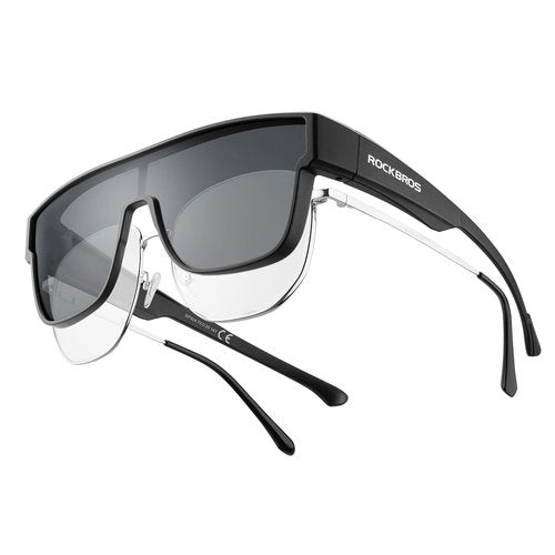 ROCKBROS Polarized Fit Over Glasses Sunglasses for Men Women,Wrap Around Sunglasses 100% UV400 Protection for Driving
