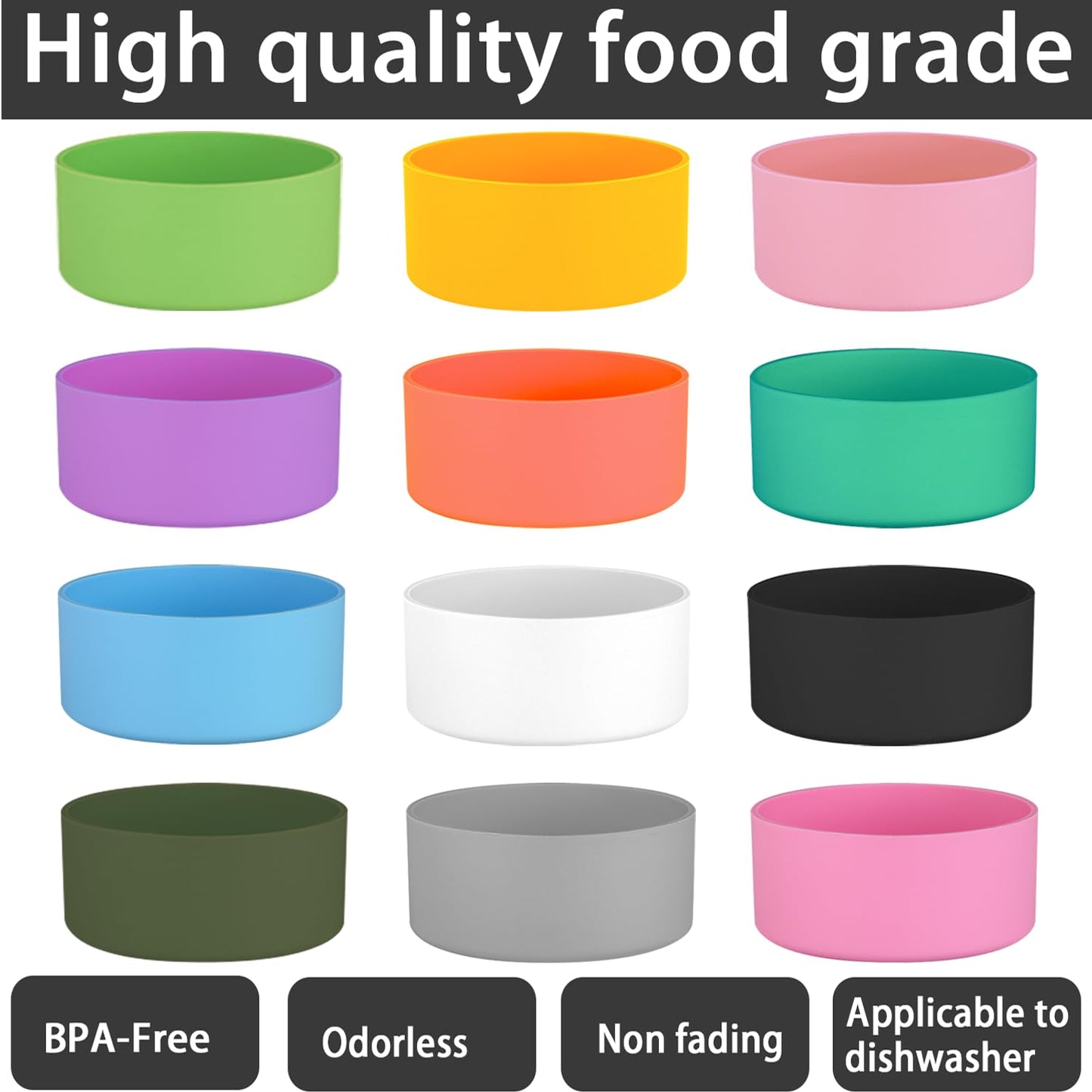 2Pcs Silicone Boot Sleeve for Stanley IceFlow Fast Flow Water Bottle 24oz,Silicone Boot Bumper for Stanley Quencher 40oz,for IceFlow 20oz 30oz,for Quick Flip GO 24oz Bottle（Thickened） (Gray)