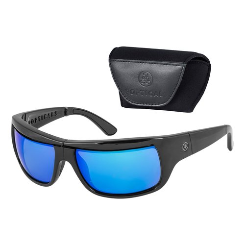 POPTICALS PopH2O Foldable, Polarized Sunglasses for Men & Women – Sports Eyewear - Gloss Black Frame/Gray Lenses, Blue Mirror