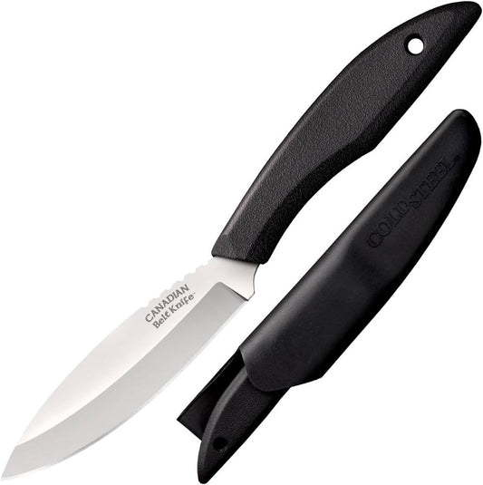 Cold Steel Canadian Belt 4" German 4116 Stainless Steel Fixed Blade Drop Point Outdoor Hunting Utility Knife, 4.5" High Impact Polypropylene Handle, Durable Secure-Ex Sheath Included