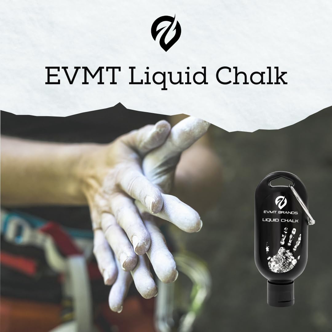 EVMT Brands Liquid Chalk, Mess Free Gym Chalk for Weightlifting, Gymnastics, Rock Climbing, Dancing. Sweat Resistant and Long Lasting for Stronger Grip. Package May Vary.