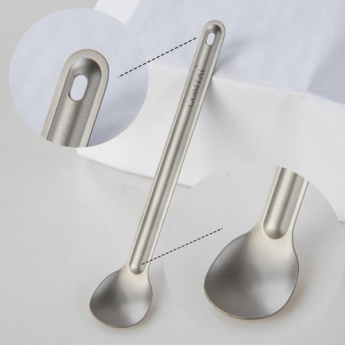 COMTAI Ultra-Light Titanium Long Handle Spoon, 8.5 Inches Eco-Friendly Space-SavingCamping Hiking Picnic Utensil
