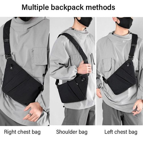 PDUHKO Sling Bag Anti Theft Crossbody Bag Men and Women Small Sling Backpack Shoulder Bag for Travel Hiking Sport Daypack(BLACK Right)