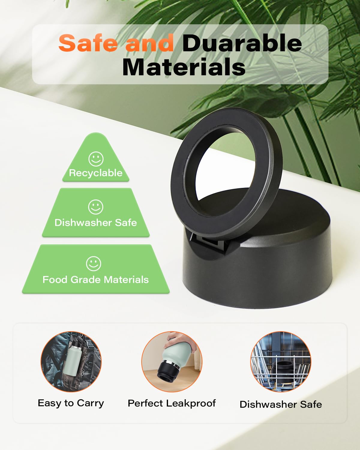 A2C Lid for Hydro Flask Wide Mouth Water Bottles with MagSafe Phone Mount Handle Top, Replacement Lids Compatible with HydroFlask Wide Mouth 12 16 20 32 40 64 OZ, Multi-Purpose Hydroflask Accessories