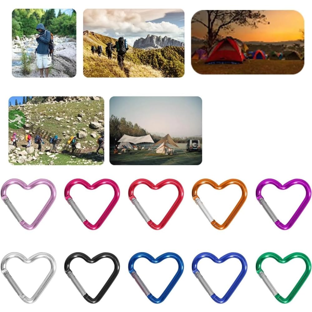 2Pcs Light Purple Heart Snap, Hooks Carabiner, Hook Clip Key Holder Aluminum Alloy Keychain Clips for Outdoor Traveling Walking Lightweight Aluminum Alloy Keychain Clip Backpack Carabiner