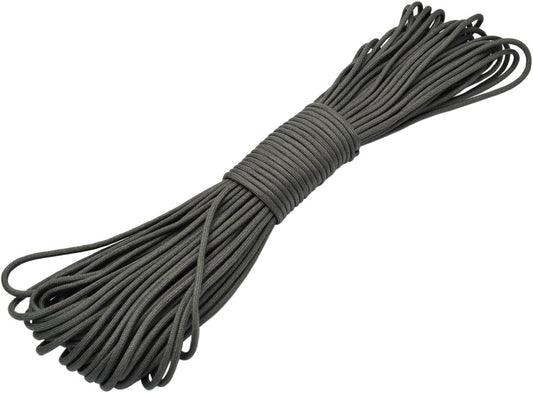 100ft Type III 7 Strand Core Paracord 550 Parachute (30# Dark Grey)