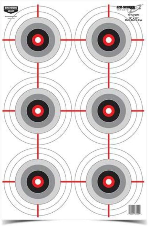 Birchwood Casey 12" x 18" Eze-Scorer Multiple Bull's-Eye Shoot-Up Brilliant White Paper Targets for Indoor and Outdoor Use