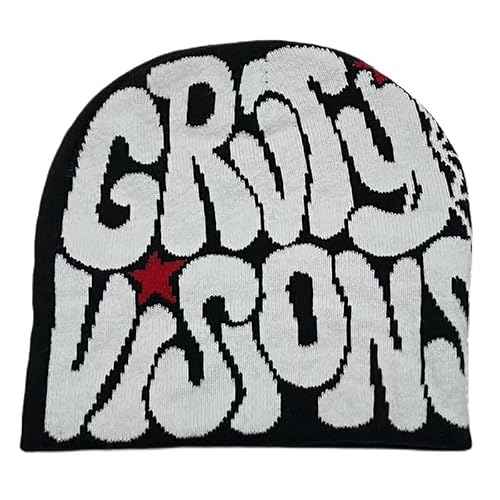 yolrdiw Women Beanie Y2k Letter Graphic Soft Warm Knitted Hats Men Winter Cap