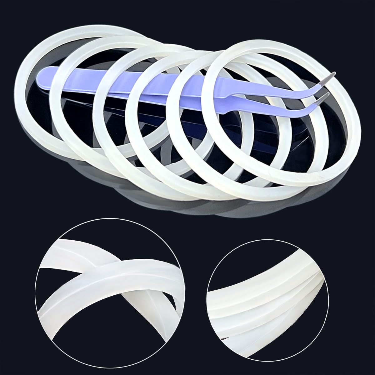 6 Pcs Water Bottle Gasket Replacement for Hydro Flask Wide Mouth Flip Lid, Silicone Water Bottle O Rings, Gasket Seals,Compatible with, Hydroflask Replacement Gasket,2 Inch with Tweezers