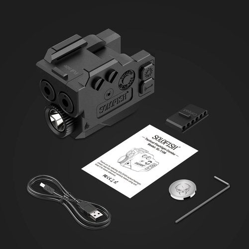 SOLOFISH 500lm Pistol Light Laser Combo with Strobe & Memory, Slidable Blue Green Laser and Gun Light Fits Compact & Full Size Rail (Laser Output is <5mW, Class IIIA)