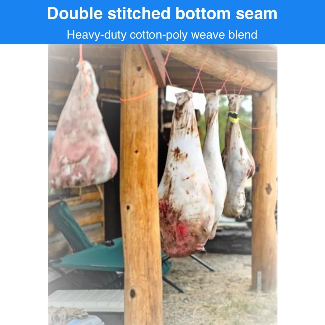TREATED HEAVY DUTY GAME BAGS HUNTING | Food Grade-Protection for Fresher Meat | 4 Packs Deer, Elk, or Moose Quarter Bags or 1 Deer Body Bag | Reusable & Breathable Meat Bags | Vacuum Sealed