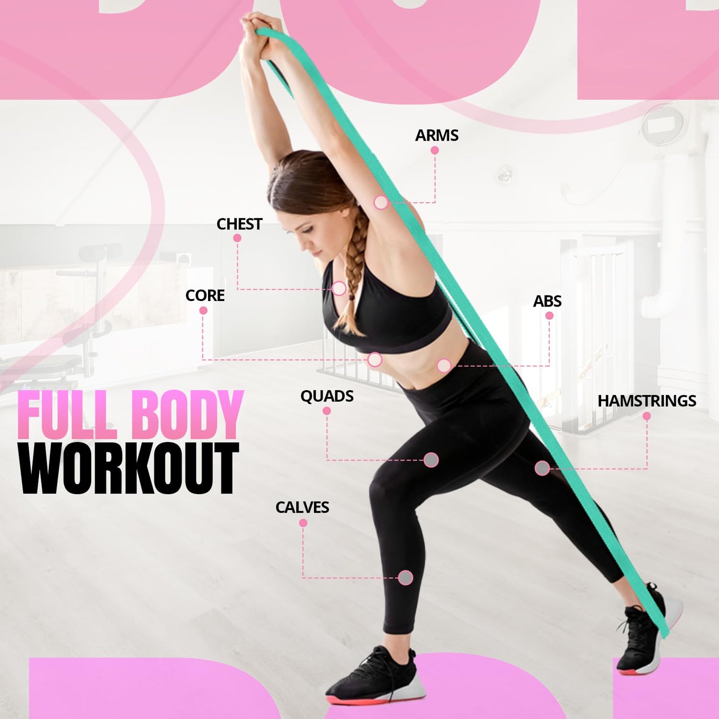 Fabric Resistance Bands for Working Out, 6pcs Band Set, 3pcs Non-Slip Booty Bands 3pcs Loop Exercise Bands for Leg, Glutes, Hip Elastic Bands for Gym, Home Fitness, Pilates, Yoga for Women and Men