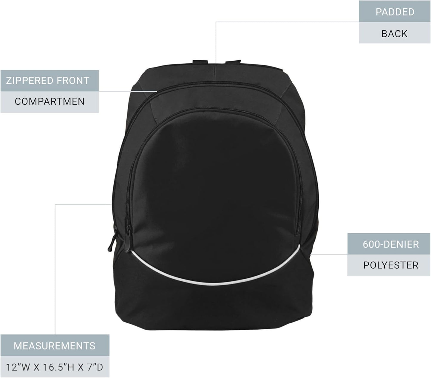 Tri-Color Large Backpack for Sports & Travel - Purple/Black/White by Augusta Sportswear