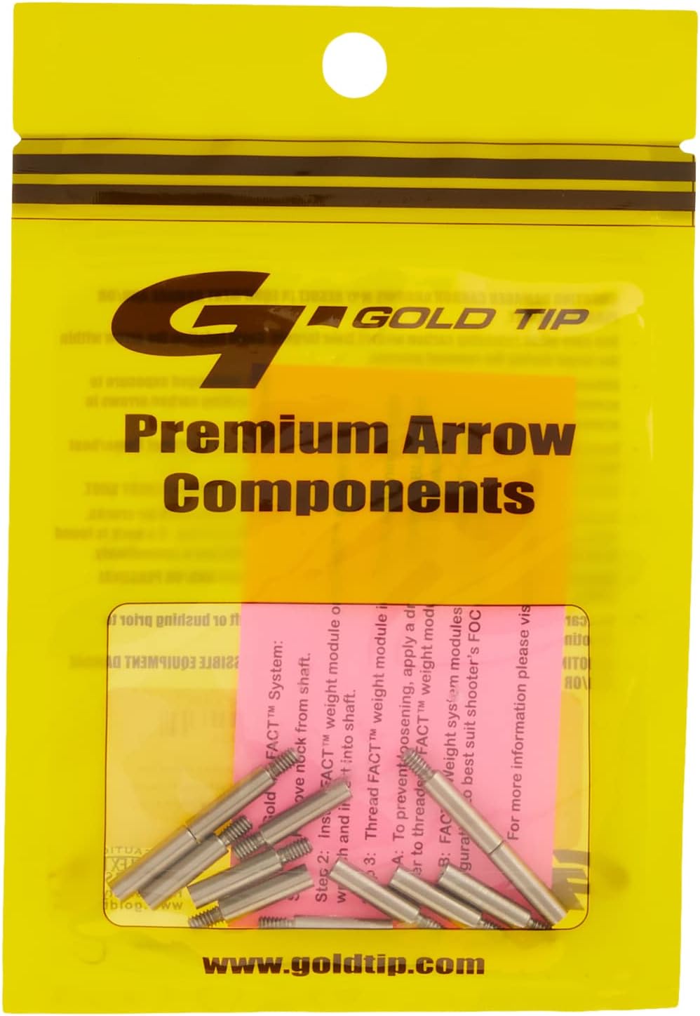 Gold Tip Fact Weight Module Screws for Pierce 20 Grain (12 Pack), Silver, Small