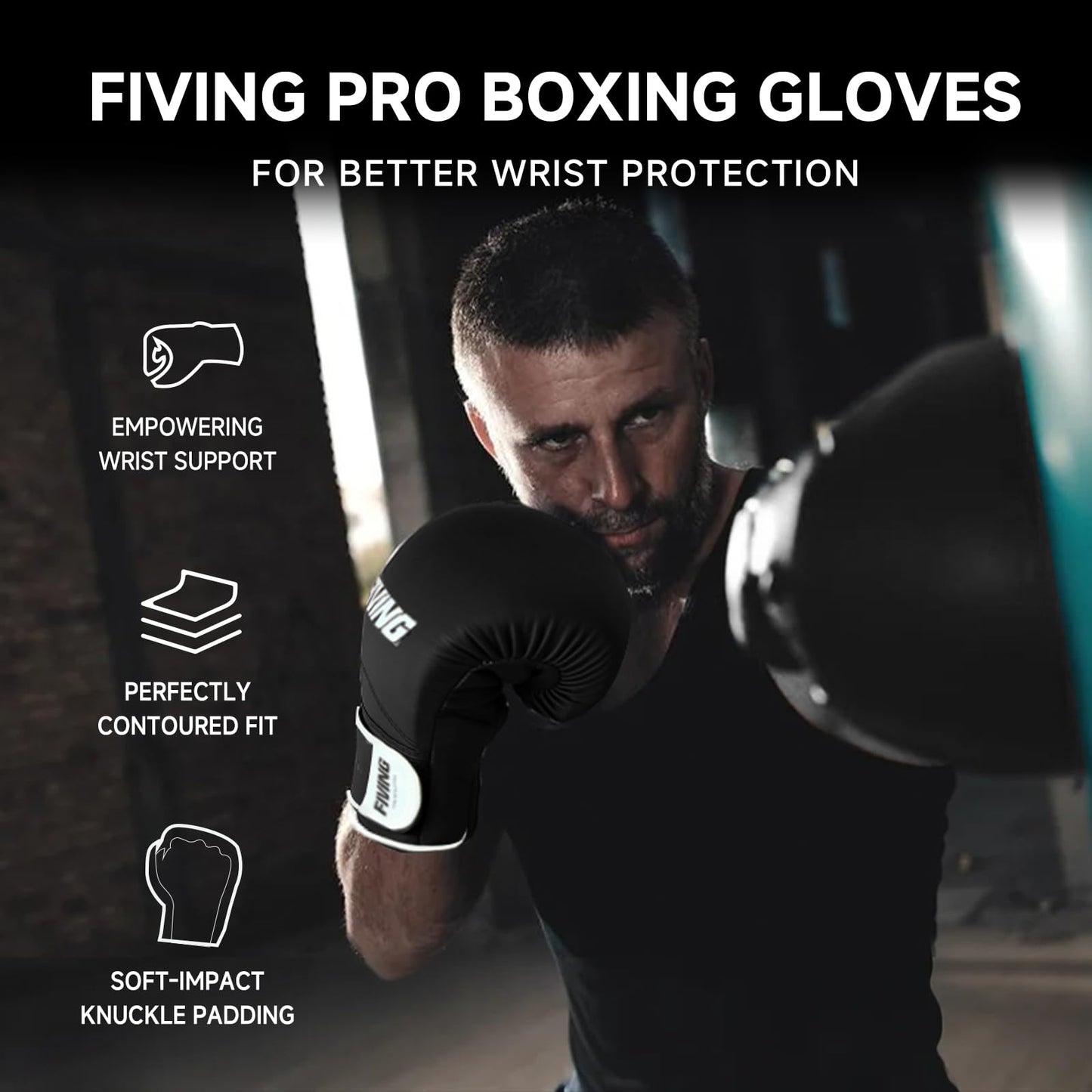 Boxing Gloves for Men and Women, Pro Training Sparring Muay Thai Gloves, Adults Heavy Punching Bag Gloves for Boxing Kickboxing Mixed Martial Arts MMA (Black-White, 10oz)
