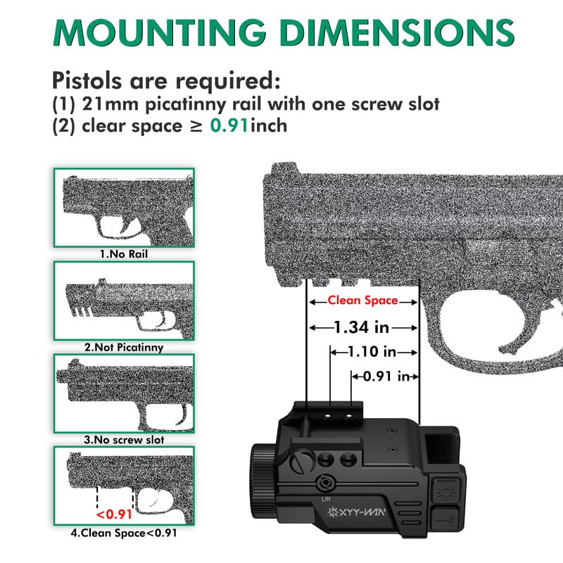 Aluminium USB Rechargeable Taurus G2c G3C Pistol Green Laser Light Combo, 600 Lumens Tactical Picatinny Rail Light with Laser Sight for Rifle