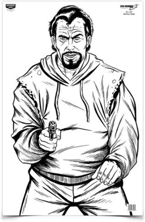 Birchwood Casey 23" x 35" Eze-Scorer Bad Guy Shoot-Up Brilliant White Paper Training Targets for Indoor and Outdoor Use