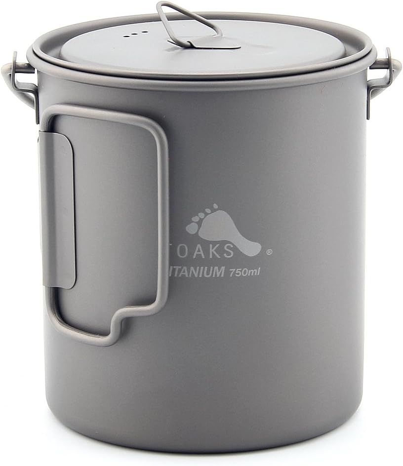 TOAKS Titanium 750ml Pot with Bail Handle for Ultralight Camping, Backpacking Cookware and Mug