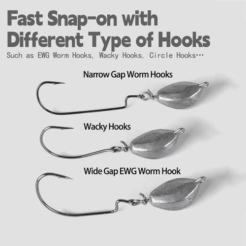 SINGMATOOLS Fast Snap on Swing Head Weight Dropshot Sinkers Jigheads for Weedless Jig Heads Fishing jig Swimbait jig Head w/o Hooks Offset Worm Hooks for Bass Fishing 1/2 1/4 4/6 1/8 3/8 3/16 1 OZ