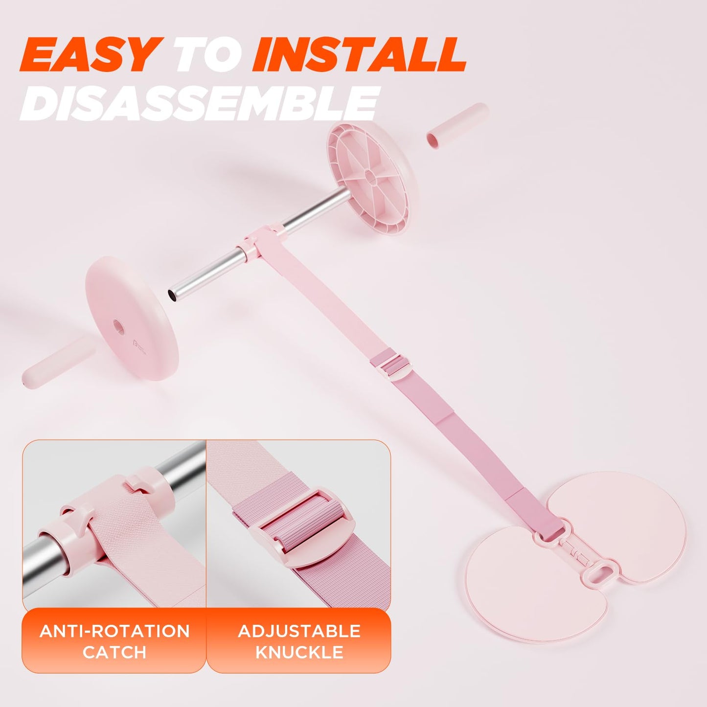 Body Factor Macaroon Ab Wheel with Resistance Band Elastic Strap System for Adjustable Support, Non-Slip Grip Handles (LOTUS)