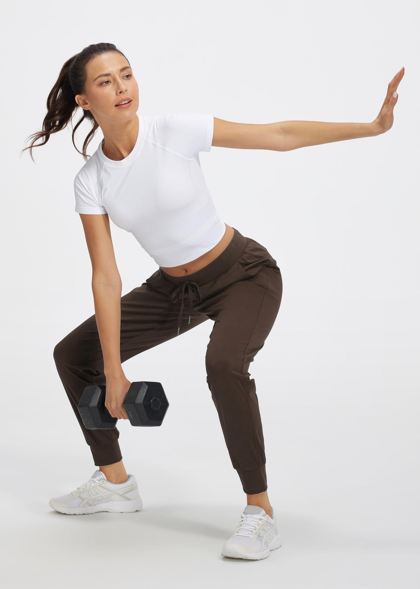 Libin Women's Joggers Pants Athletic Dance Sweatpants with Pockets Running Tapered Casual Pants for Workout,Lounge, Brown XXL