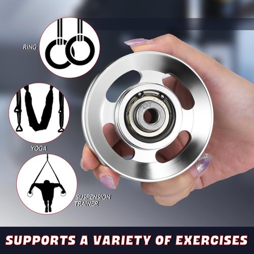 balacoo 2pcs Pulley System for Home Gym, Universal Aluminum Alloy Cable Pulley Wheel Workout Gym Equipment for Cable Machine