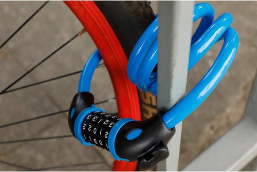 Bike Lock Bicycle Lock Chain ，5-Digit Combination Lock Core Steel Wire Bike Lock Security&Portable Bicycle Locks,1.1m x 1/2 inch (Orange)