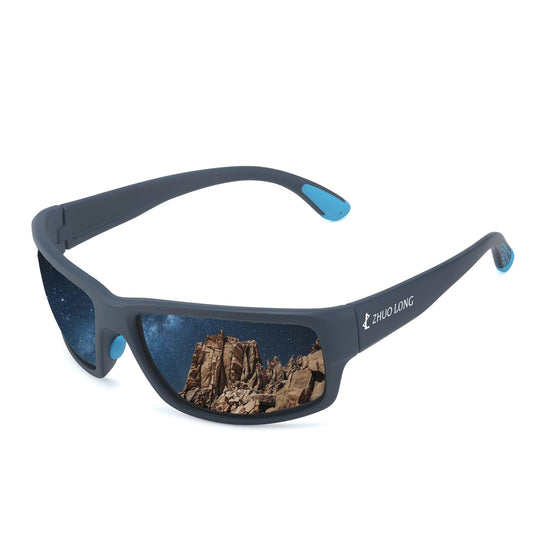 ZHUO LONG Floating Polarized Sunglasses Vintage Style Sun Glasses for Fishing Surfing Kayaking with UV400 Protection Black & Blue