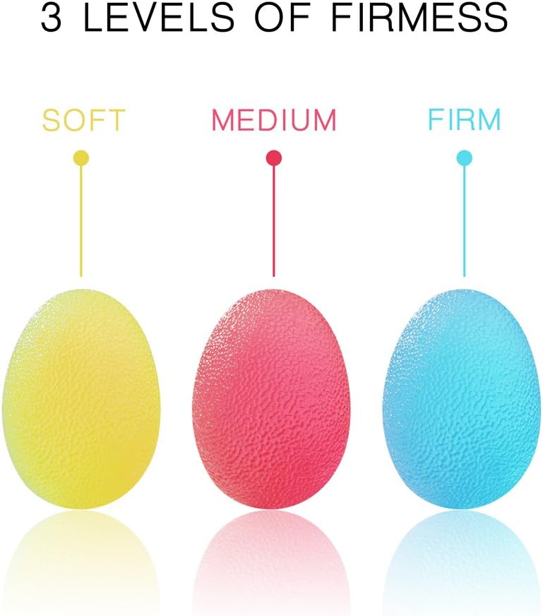 Hand Squeeze Stress Balls Set with Carry Bag 3 Resistance, Finger Wrist Arthritis Therapy Rehab Exerciser, Carpal Tunnel, Stroke Rehabilitation Equipment