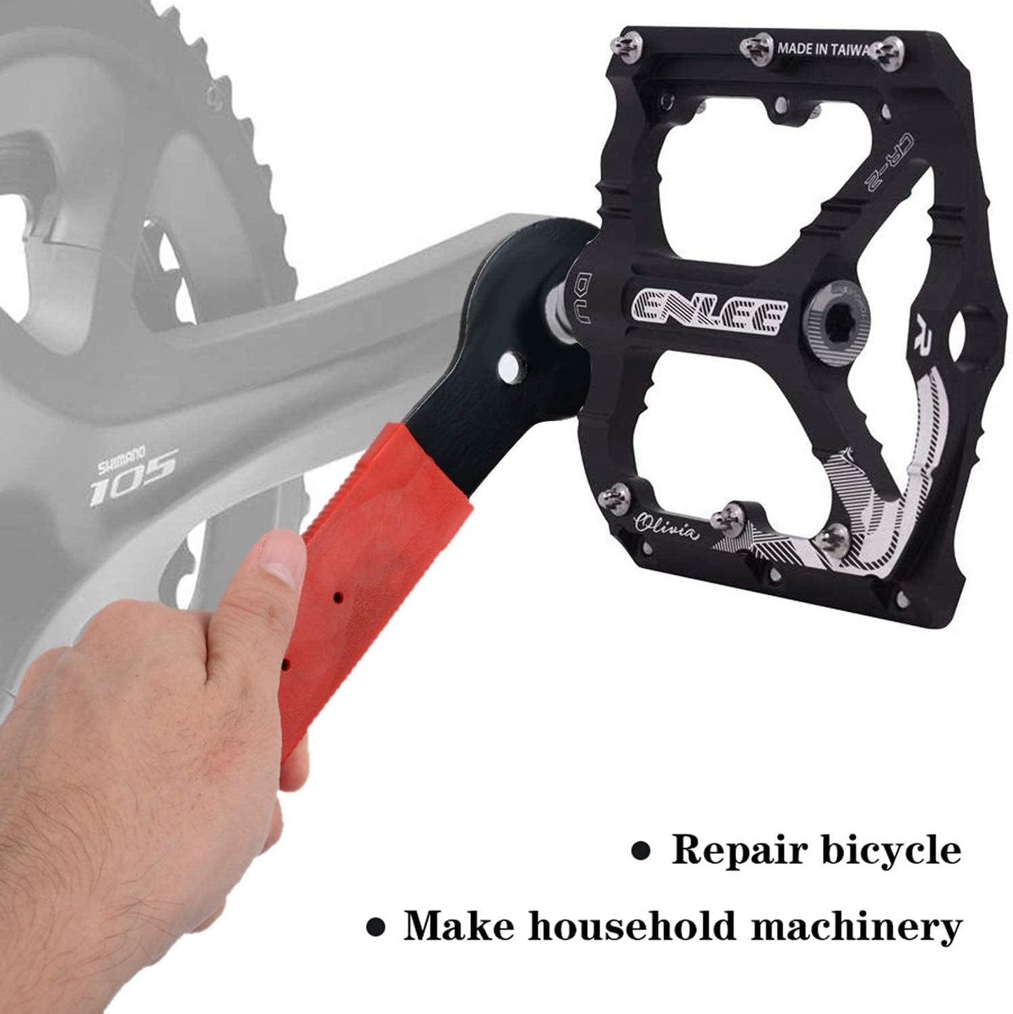 Pedal Wrench Double Sided Bicycle Pedals Removal 15/16/17mm Bikes Spanner Home Mechanic Kit Tool Comfortable Grip Cycling Crank for Biking Maintenance Repair