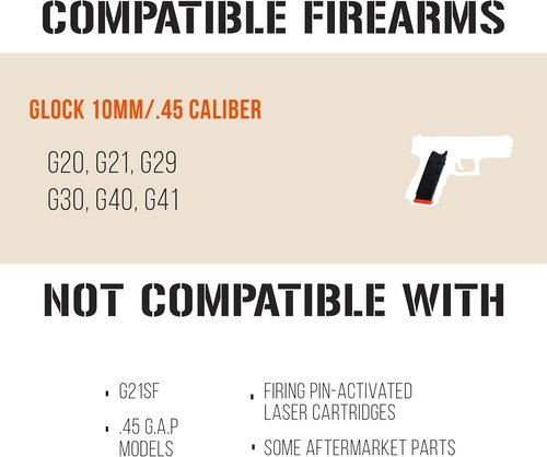 Dry Fire Training Compatible with G20, G21, G29, G30, G40, G41 | Not Compatible with Laser Cartridges, G21SF, Gap Models, or Aftermarket Parts