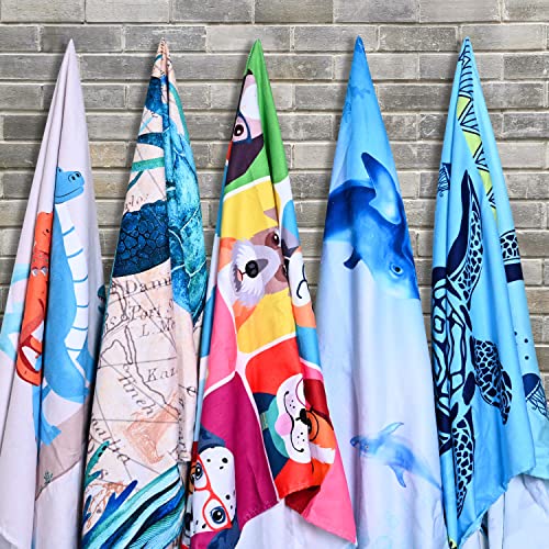 Sea Turtle Beach Towel - Oversized Microfiber Quick Dry Sand-Free 30x60 Inches - Perfect for Pool, Swim, Bath, Yoga, Gift