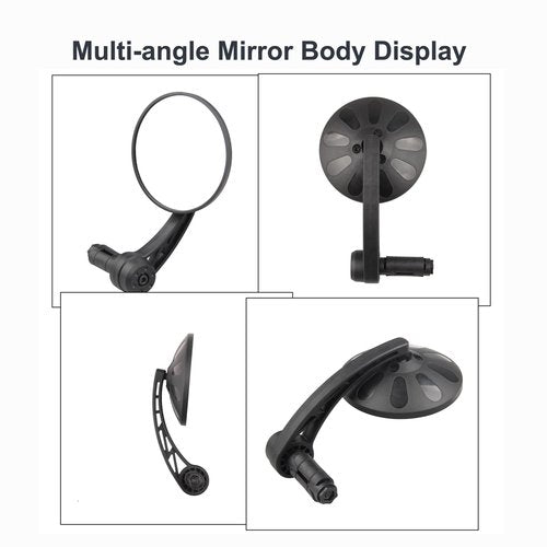 Bike Mirrors Handlebar End Mount, Rotatable And Adjustable Shockproof ebike mirror Wide Angle Bicycle Handlebars End Safe Clear E-Bike Glass Rear View Mirrors