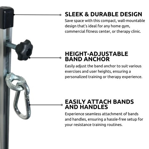 TAME Extra Length Adjustable Band Station, Resistance Band Wall Anchor for Resistance Band Exercises, Physical Therapy, Occupational Therapy, Warmups, and Athletic Training