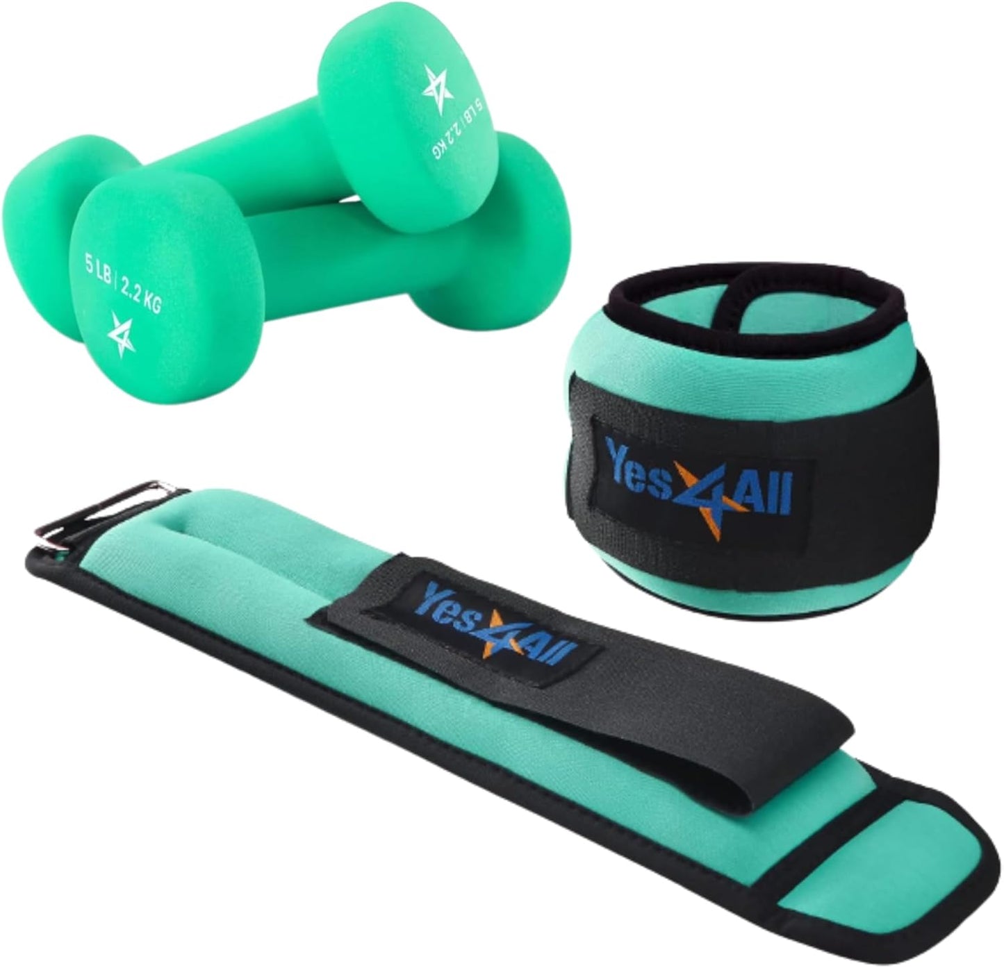 Yes4All Wrist & Ankle Weights Pair 1lb -10lbs, Adjustable Strap for Walking, Jogging, Pilates, Gym Fitness Workout for Women, Men
