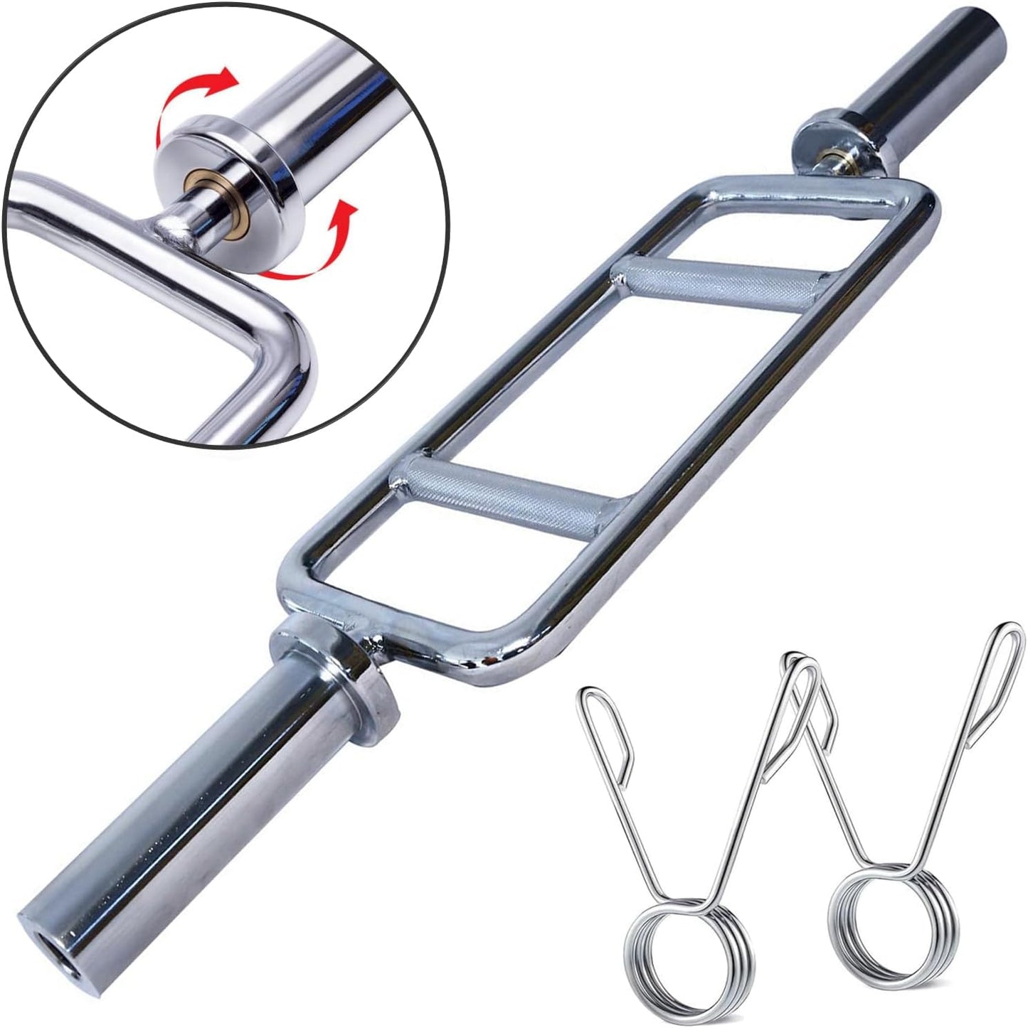 FITNESS MANIAC 34" Barbell Solid Olympic Chrome Tricep Hammer Curl Fitness Gym Weight Bar Home Gym Weightlifting Exercise Training Bars Powerlifting 34 Inches