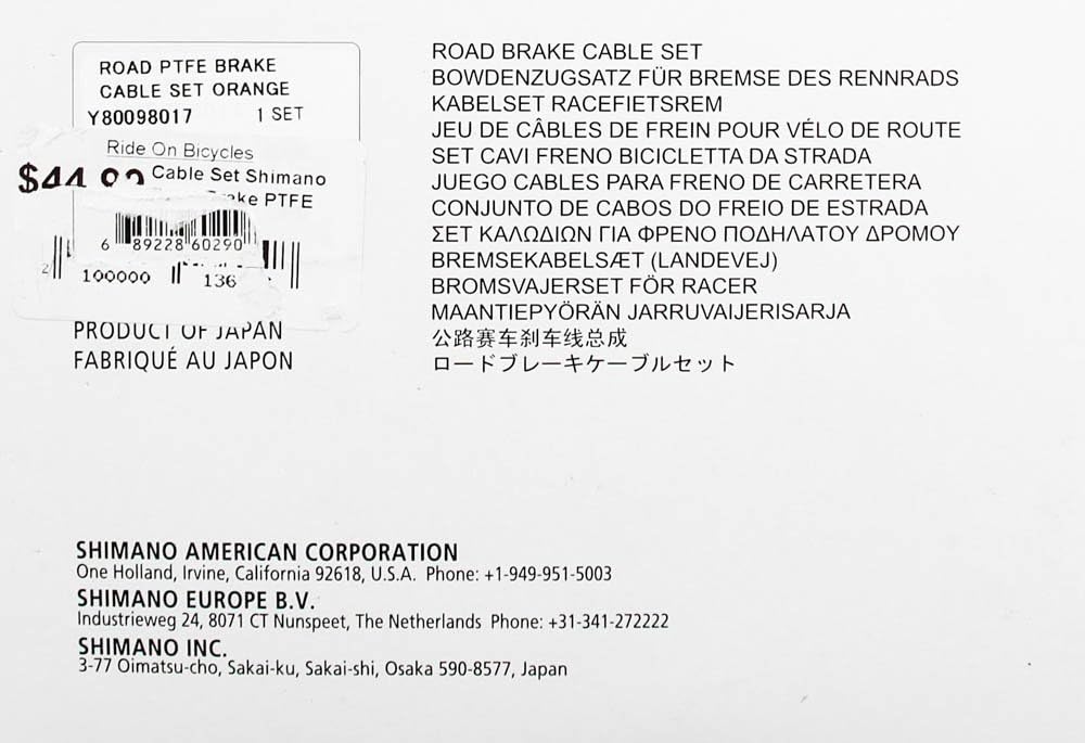 Shimano PTFE Road Brake Cable and Housing Set
