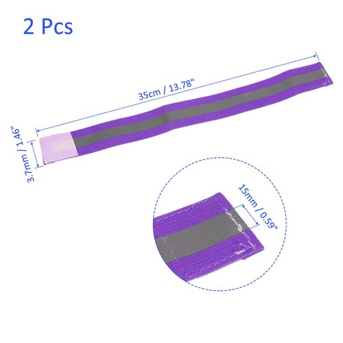 M METERXITY 2 Pack Reflective Bands - Safety Reflector Tape Strip, High Visibility Reflective Running Gear, Apply to Running Night Walking(14x1.5 Inch, Purple)