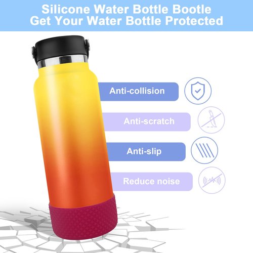 Playexen 2.83" Silicone Water Bottle Boot, Anti Slip Diamond Tumbler Boot Sleeve, Universal Bottom Bottle Protector for 12-24 oz Bottles, 20-40 oz Stan’Ley Cup (Red)