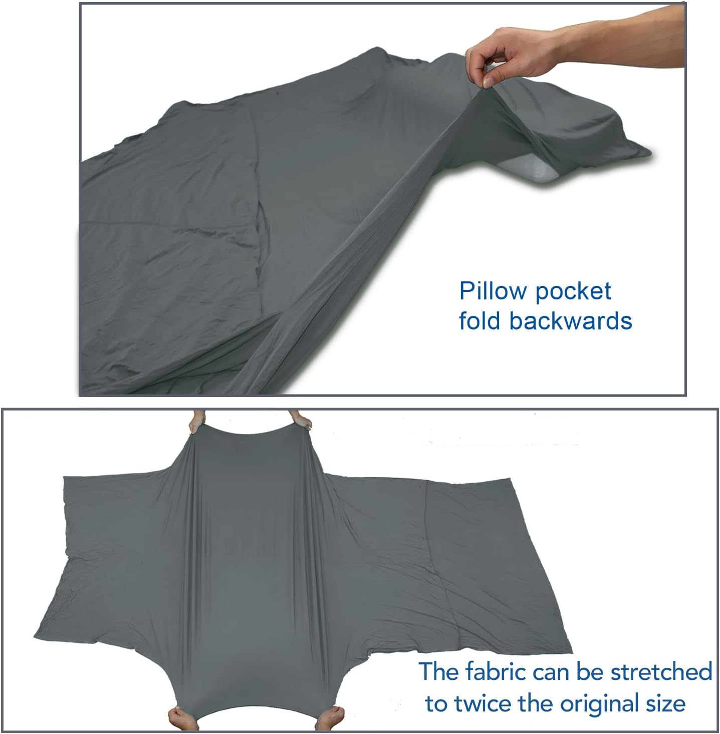 Travel Sheets for Hotel, Rayon Derived from Bamboo, Stretchy Sleep Sack for Adults, Warm Weather/Summer Sleeping Bag Liner for Camping and Travel, Rectangular with Pillow Pocket, Mummy, Cooling Sheets