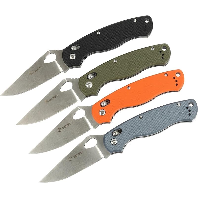 Ganzo G729-BK Folding Pocket Knife with 440C Steel Blade and G10 Handle - Black