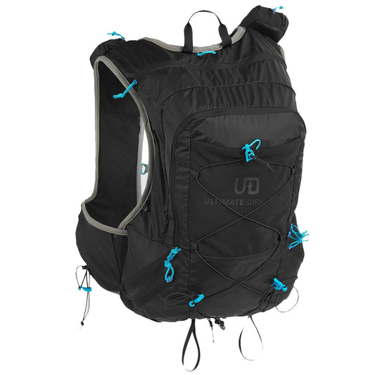 Ultimate Direction Adventure Vest Men's Hydration and Endurance Running Vest, 2L Hydration Bladder Compatible, Upgraded Fit and Finishes, Trekking Pole Loops, GPS Locator Pocket, 2023 (Onyx, Small)