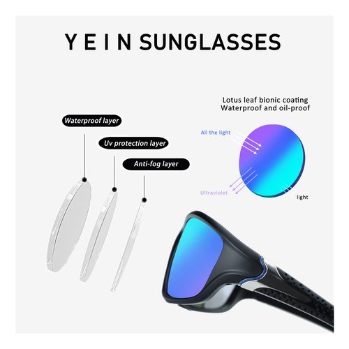 YEIN Polarized Sports Sunglasses Driving Baseball Cycling Running shades For Men UV400 Protection(Blue + Black)