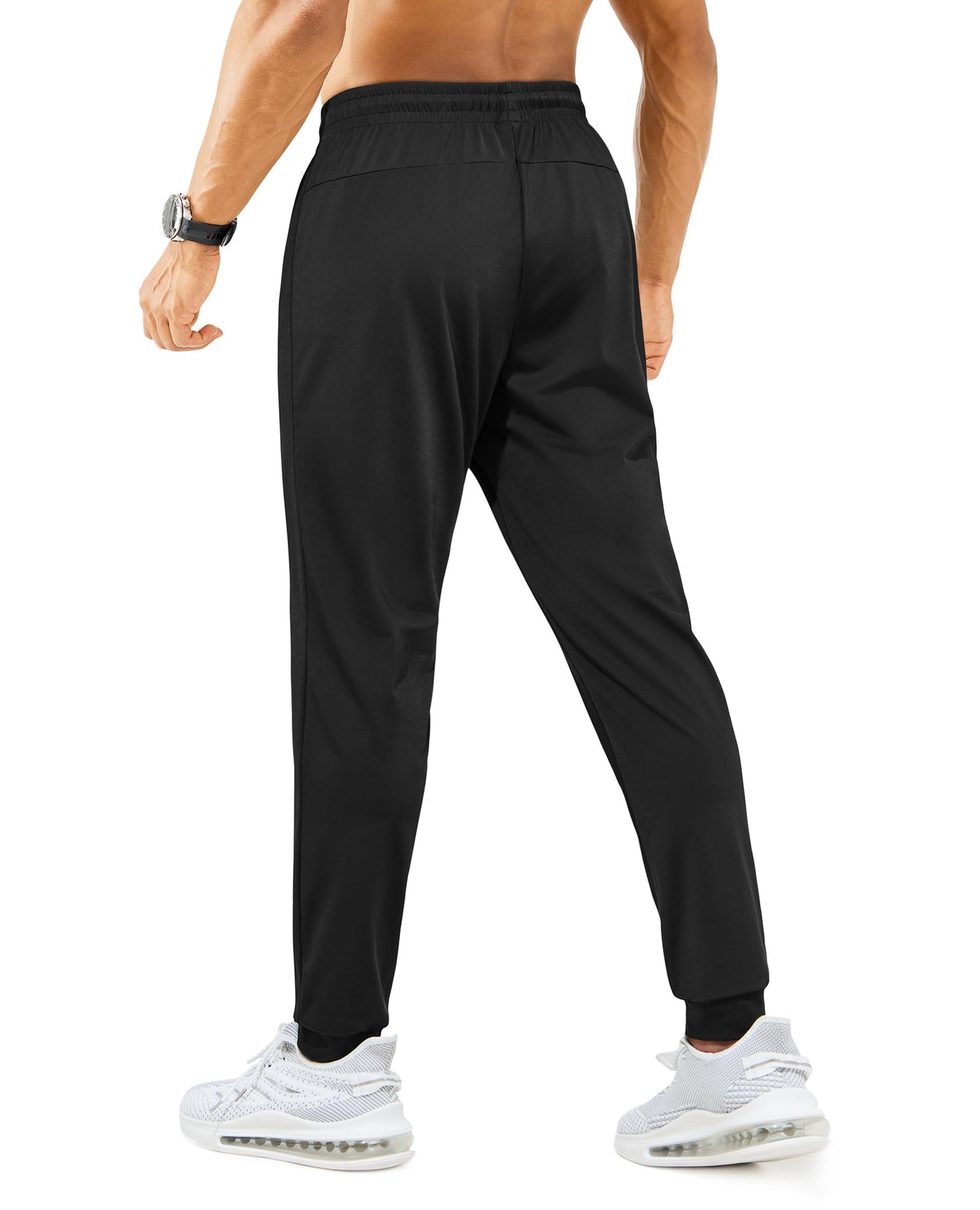 FOGFIRE Mens Sweatpants with Zipper Pockets Lightweight Athletic Joggers for Workout Running Gym Track Casual Wear Black X-Large