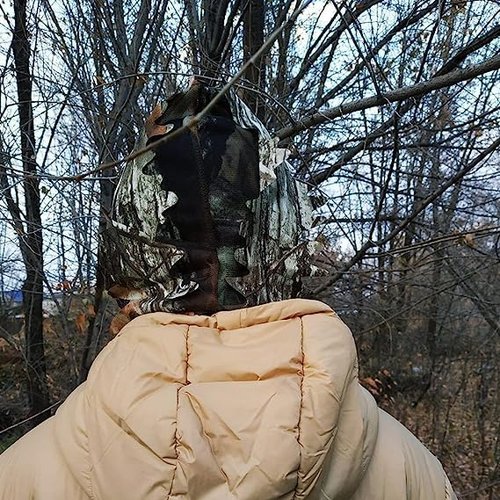 Waxaya Lightweight Camo Face Mask Hats Ghillie Camouflage Headwear 3D Leafy Full Cover Head Hood Turkey Hunting Accessories